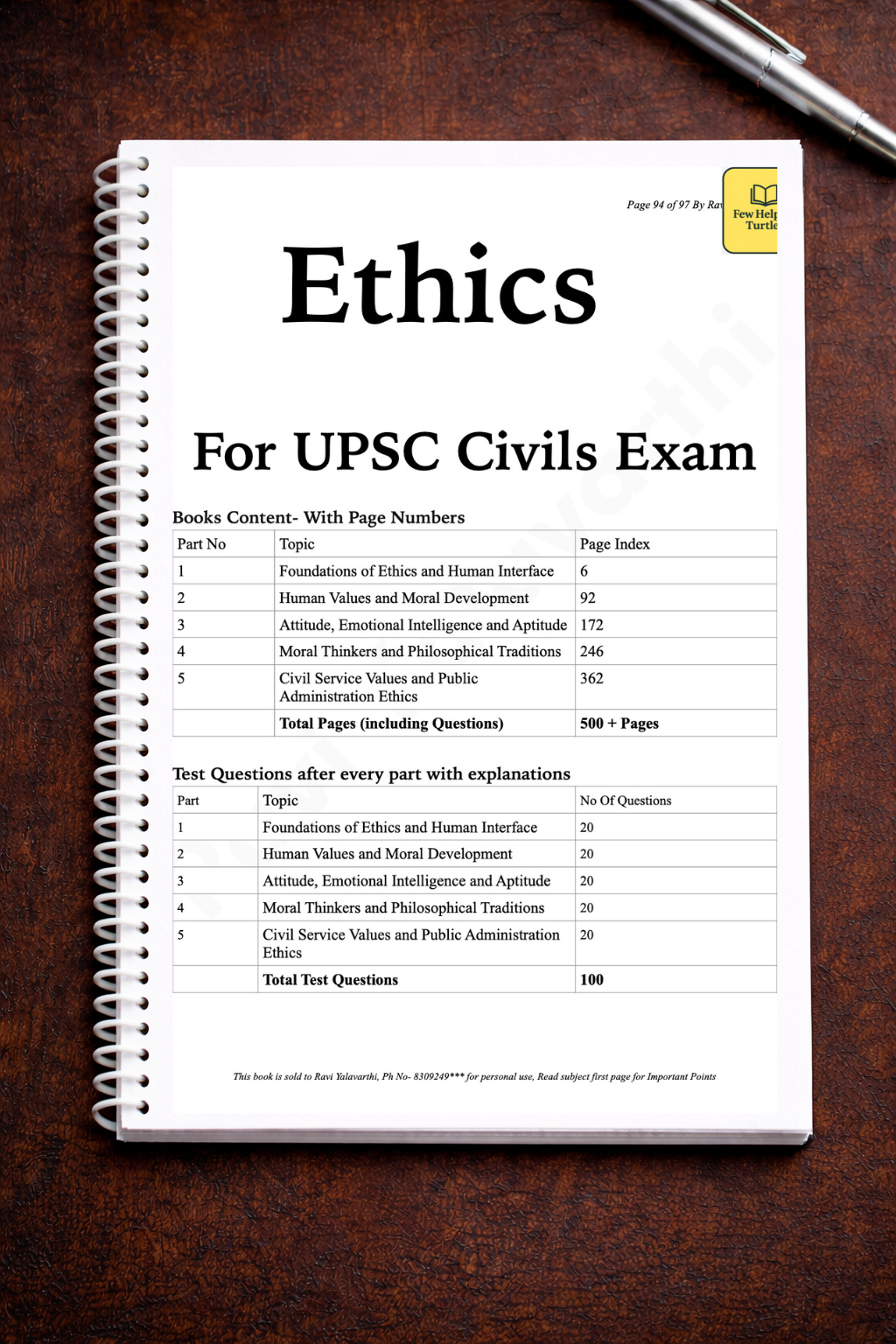 FHT Ethics for UPSC Civils Exam Prelims & Mains