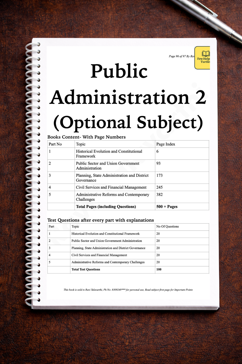 FHT Public Administration-2 Optional for UPSC Civils Exam