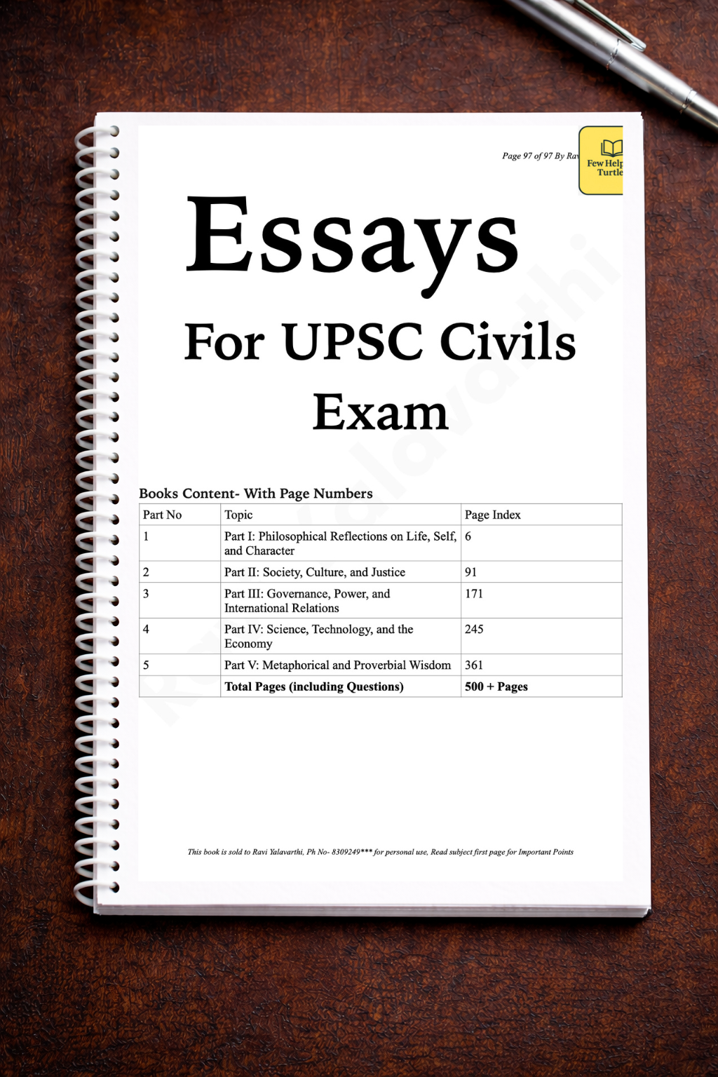 FHT Essays for UPSC Civils Mains Exam